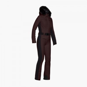 Ski Suit Goldbergh PARRY faux border long Marrones Oscuro | QVSYPH-968