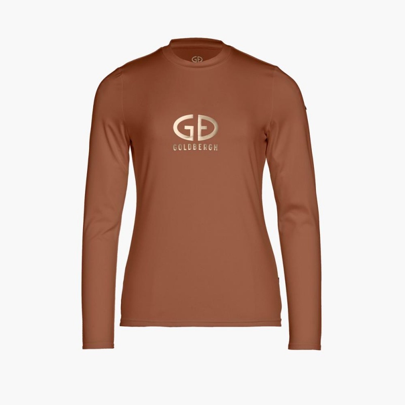 Camiseta Goldbergh HOMEBASE long sleeve Beige | ZYQAOH-106