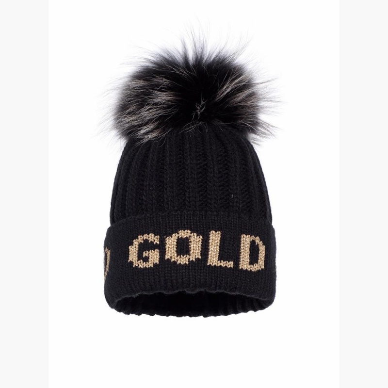 Gorro Goldbergh HODD faux pom Negras Doradas | EXJDSY-139