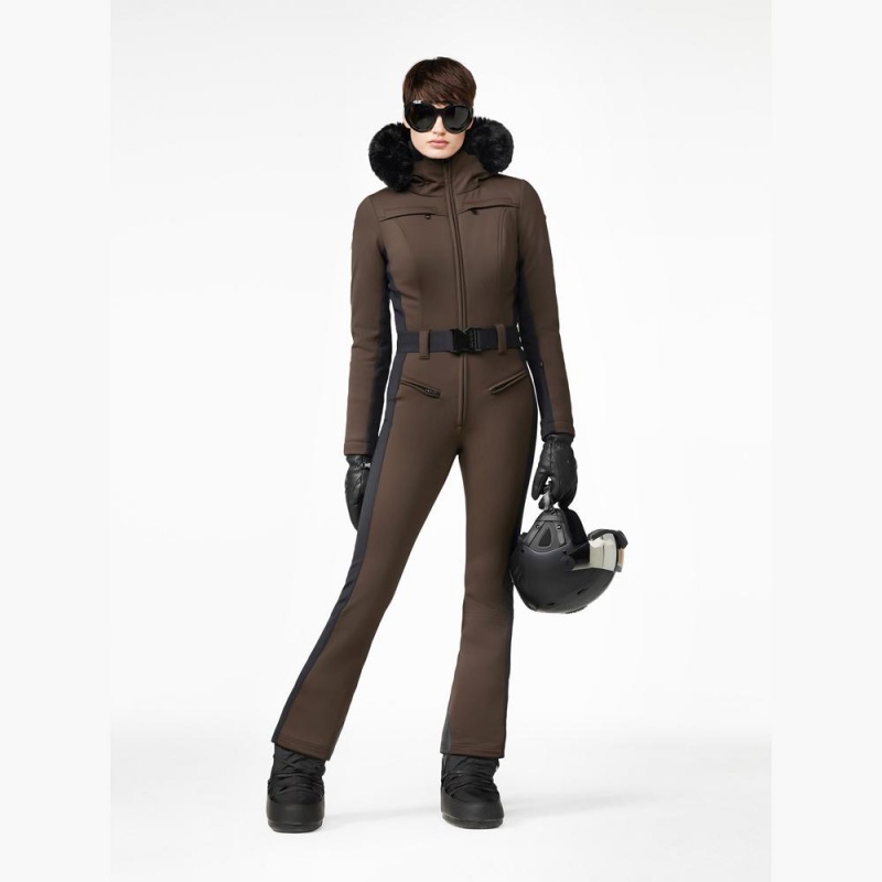 Ski Suit Goldbergh PARRY faux border Marrones Oscuro | IHYABW-837