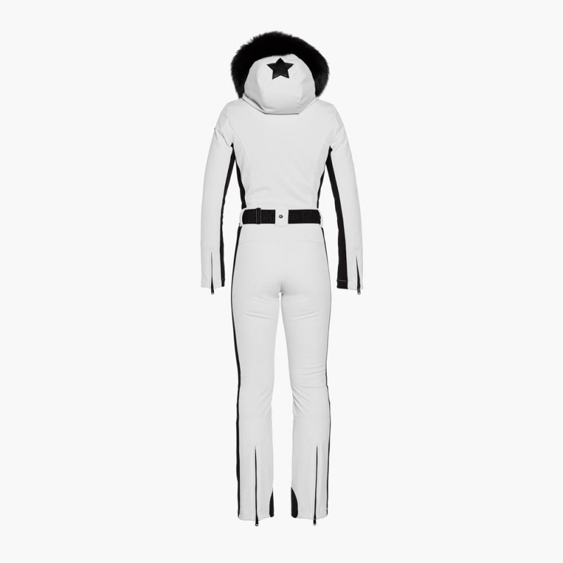 Ski Suit Goldbergh PARRY faux border long Blancas | UBSVYL-651