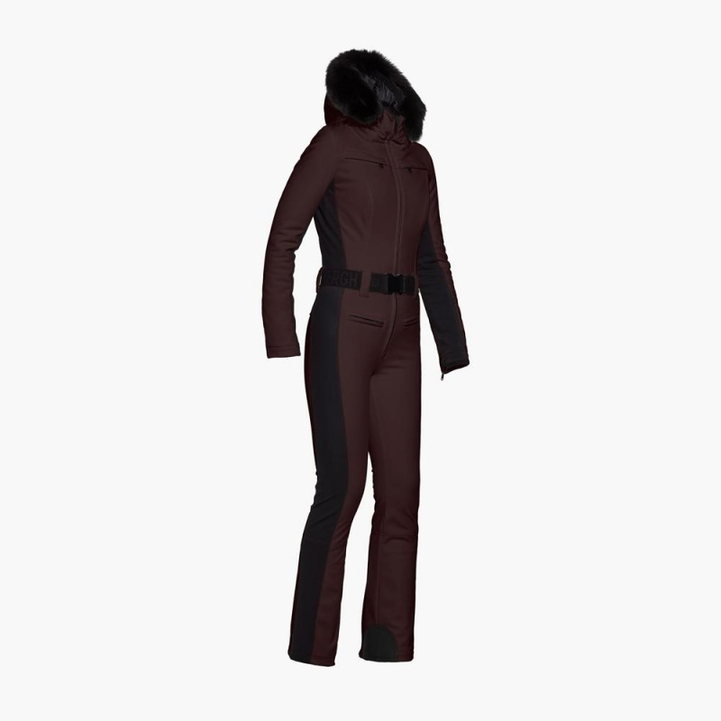 Ski Suit Goldbergh PARRY faux border long Marrones Oscuro | QVSYPH-968